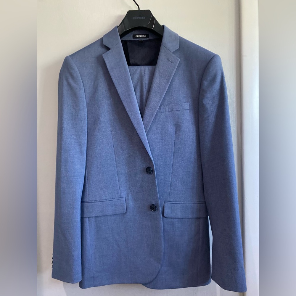 Express Blue Sport Coat with Slim-Cut Silhouette